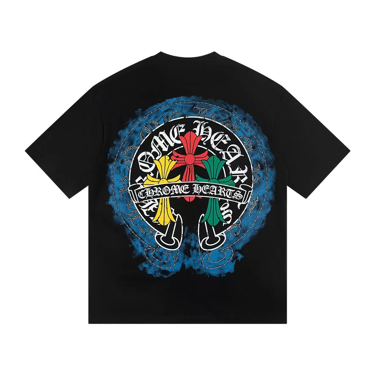 🅿️160 Style: 2025 new Croix Heart short-sleeved T-shirt Material: High version 300g double yarn combed cotton Size: S～XL Color: Black Style number: Z015